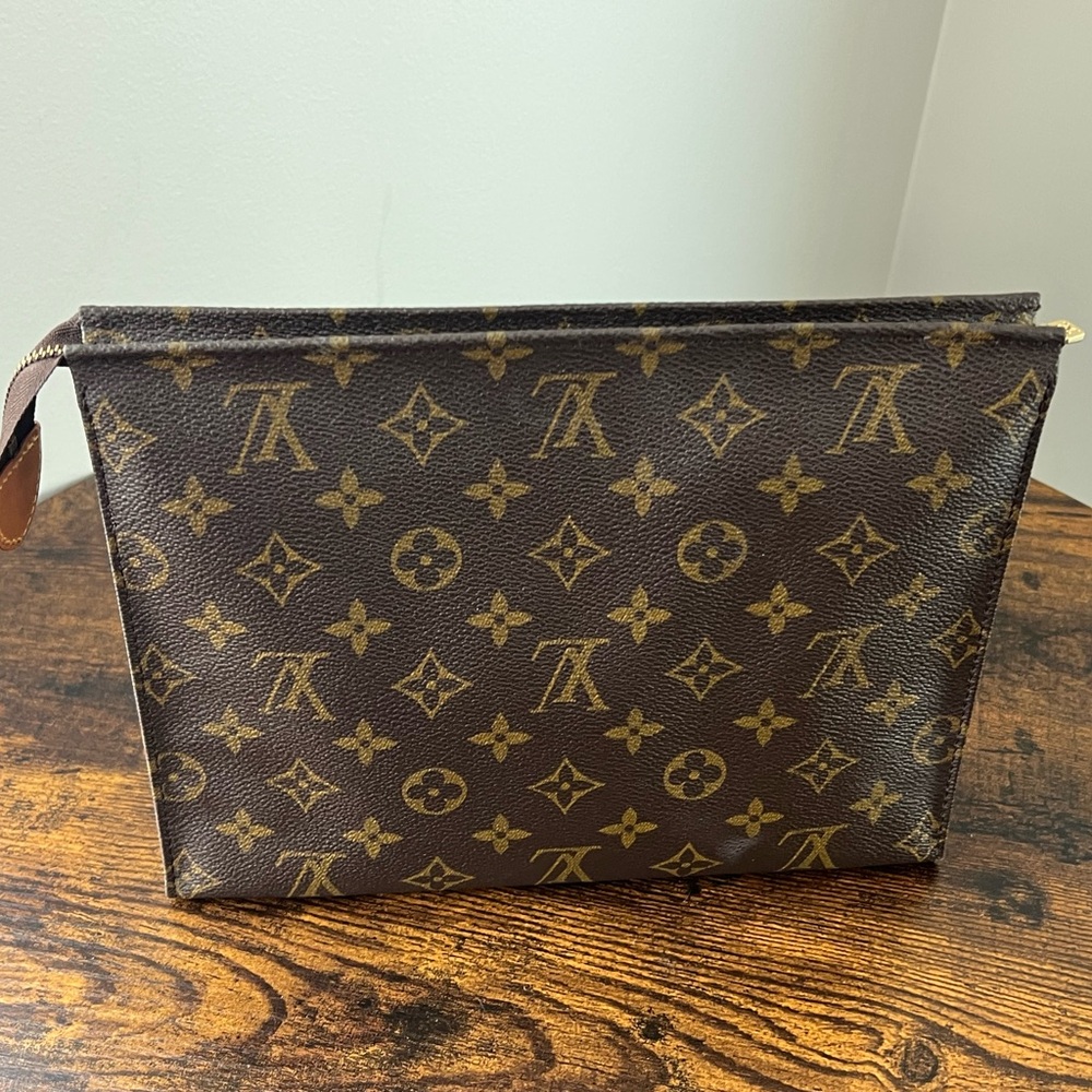 Louis Vuitton Monogram Toiletry Bag in Brown and Gold